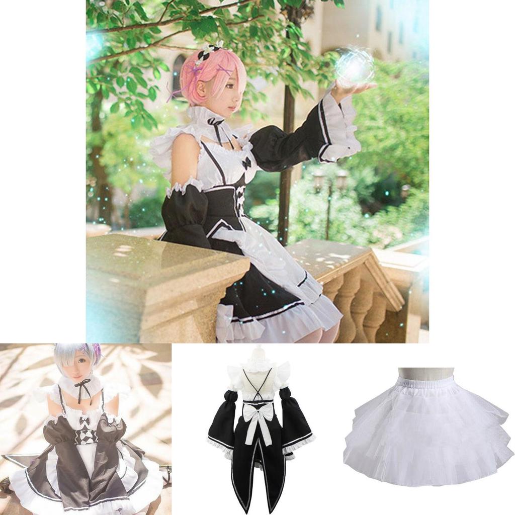 Hajimeru Rezero Kara Lsekai Seikatsu Gemelle Ramrem Vestito da Cameriera Costume Cosplay