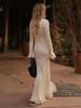 Elegant Flared Long Sleeve O-Neck Dress Women Casual Lace Fishtail Slim Party Dresses Female Fshion Chic Solid Summer Streetwear Dress