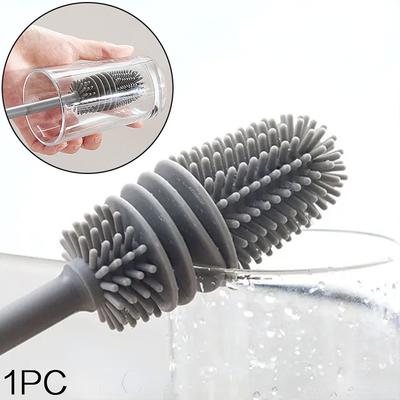 Brosse à tasse en caoutchouc souple, brosse sans silicone, multifonction, bouteille de cuisine, nettoyage du verre Thermos, 1 pièce