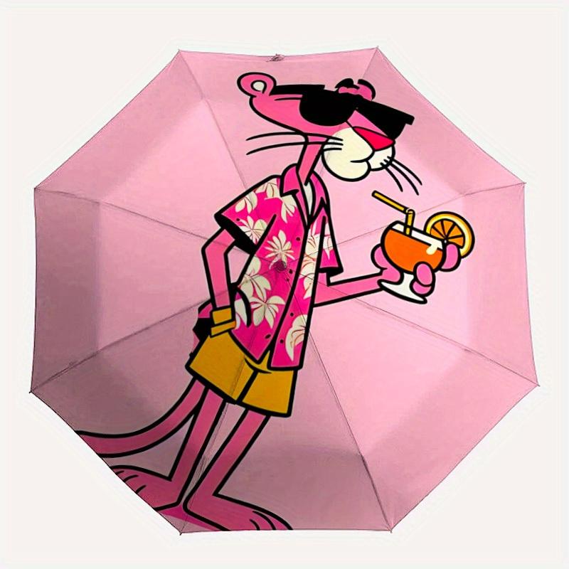 

Hawaiian Shirt Pink Panther Automatic Open/Close Umbrella Compact Travel Umbrella, 8 Rib Heavy Duty Construction, Ideal Gift, 158