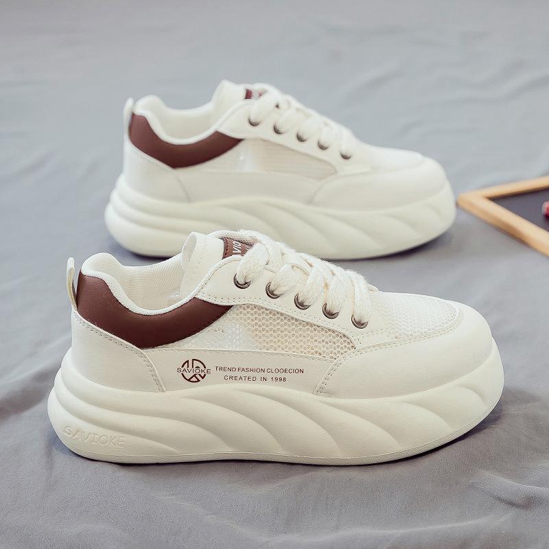 Summer mesh breathable and versatile new little white shoes women's shoes thick-soled heightening board shoes summer mesh shoes
