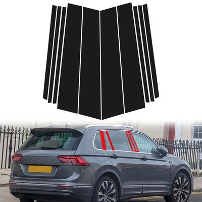 10pcs Car Door Window Column BC Pillar Post Cover Trim PC Material Sticker Fit For Volkswagen Tiguan 2016-2024