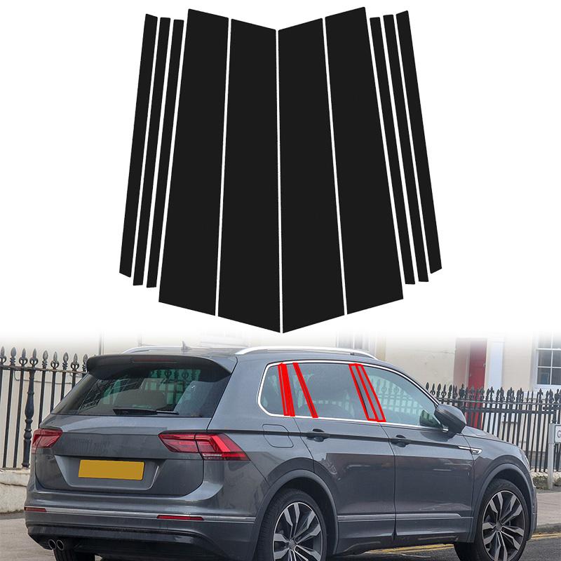 10pcs Car Door Window Column BC Pillar Post Cover Trim PC Material Sticker Fit For Volkswagen Tiguan 2016-2024