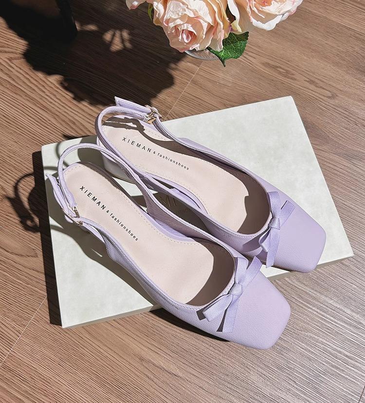 

Baotou sandals women s back space 2025 summer new gentle temperament Mary Jane single shoes fairy style high heels thick heel 40 фиолетовый