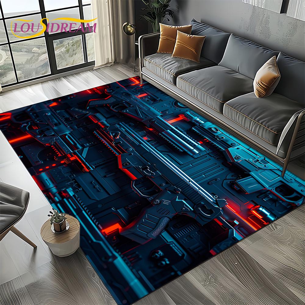 2025 New Cool Guns Pistol Ammunition Bullet Cartridge AK M4 Rug Carpet for Living Room Bedroom Decor,Non-slip for Sofa Doormat