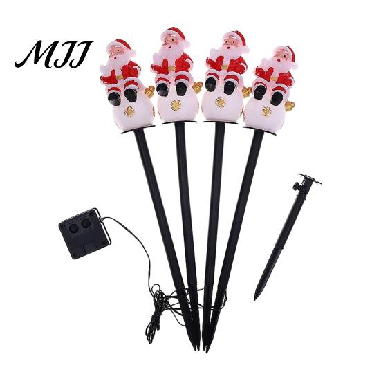 Outdoor Seasonal Atmosphere Lights Christmas Solar Stake Lights, Santa Snowman Tree Figurine Lawn Warm White LED Garden Ornaments Waterproof for