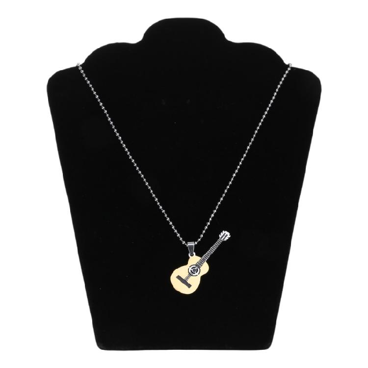 Men's Women's Guitar Pendant with Chain Hip Hop Music Style Pendant Jewelry
