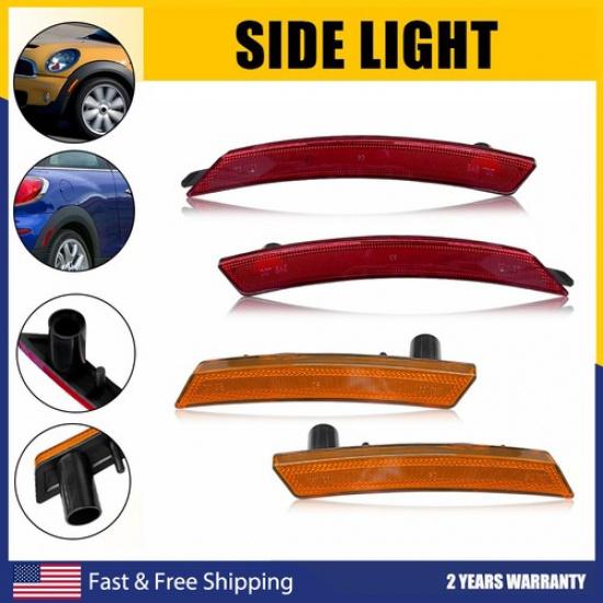 Amber 4X Side Light Red Housings For R55 MINI R56 R58 R57 R59 R60 R61 Front Rear