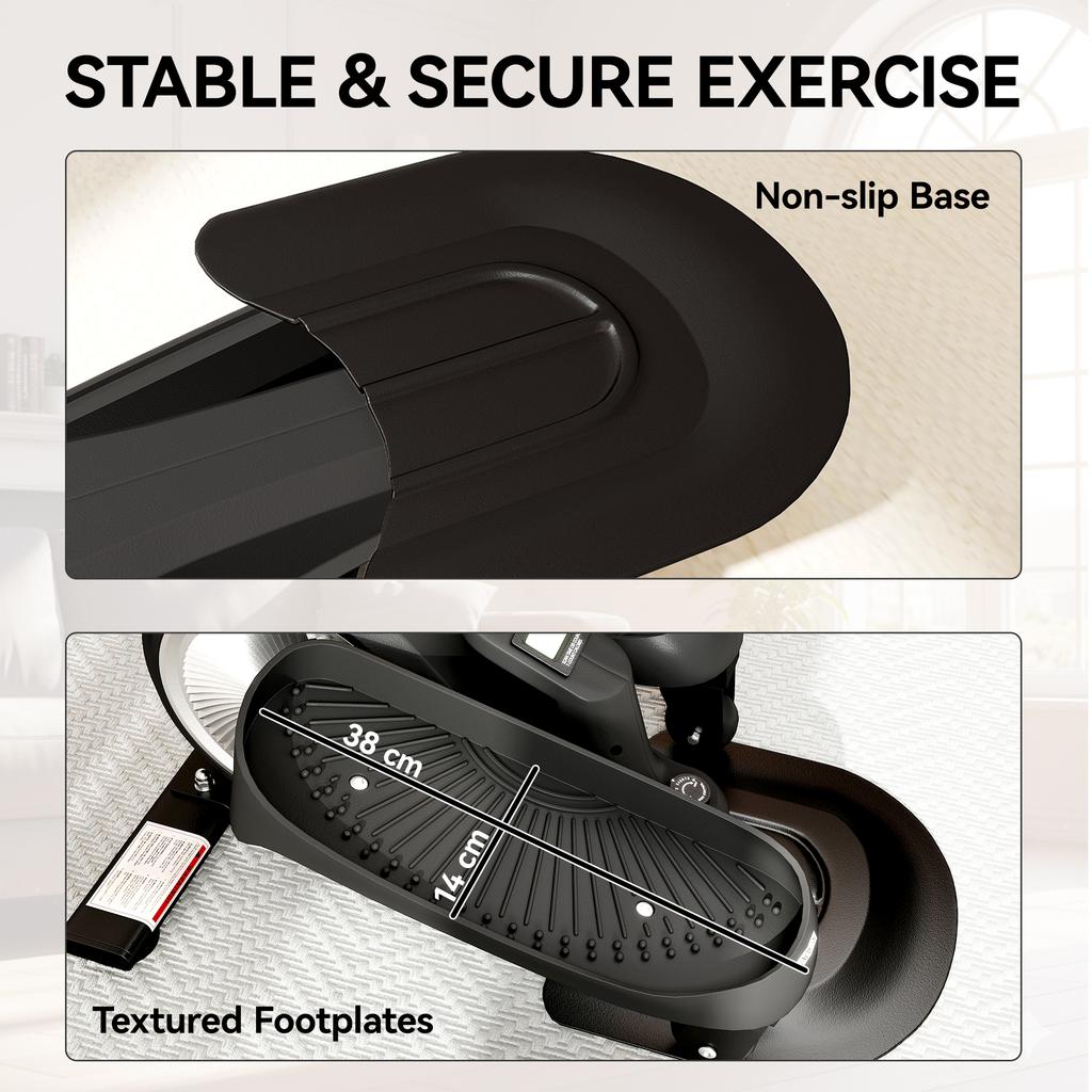 Under Desk Elliptical Machine with LCD Monitor, 8 Adjustable Magnetic Resistances for 2-in-1 Seat & Stand Up Exercise