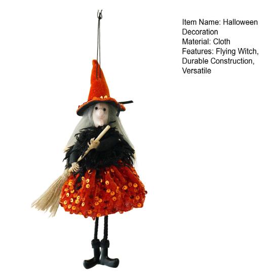 Halloween Witch Hanging Decoration Flying Witches Doll Spooky Witch Figurine Garden Yard Haunted House Decor