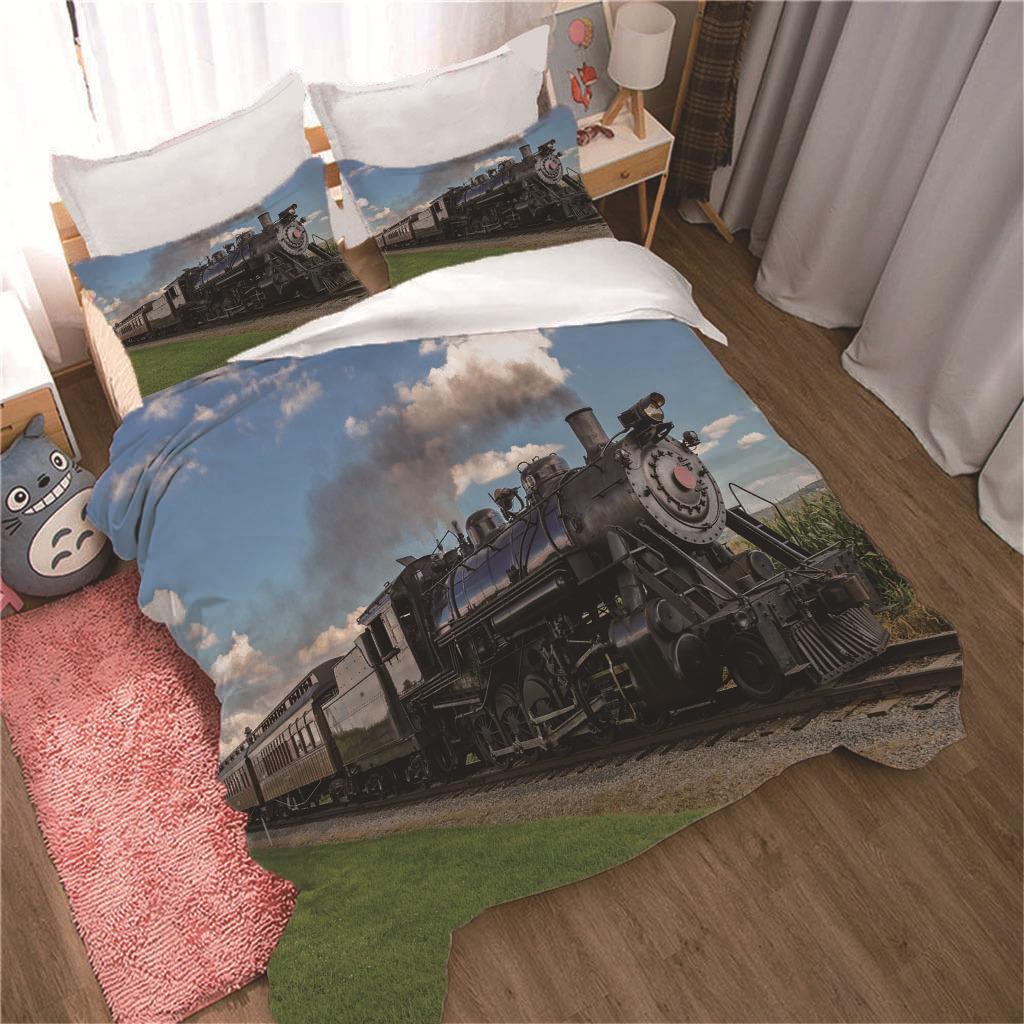 Locomotive Quilt Cover Three-Piece Set, Home Textile Printing