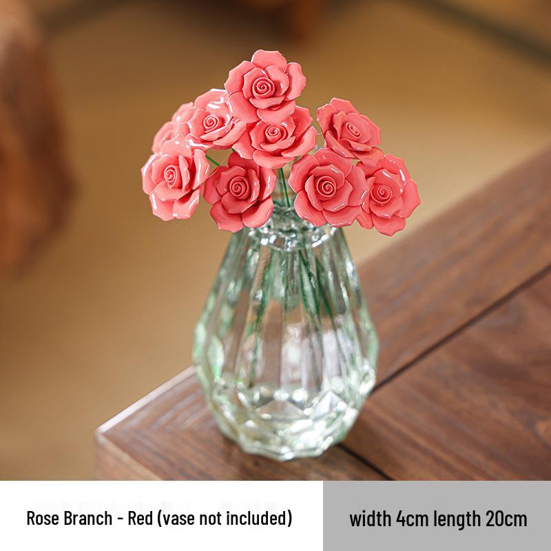 Traditional Jingdezhen Peony Ceramic Vase - Eternal Flower Simulation Decoration