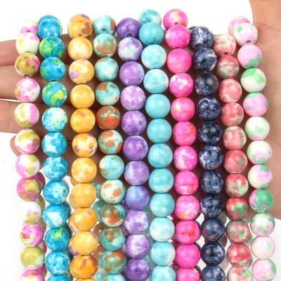 1strand/bag 6/8/10mm Natural Rain Flower Jasper Stone Bead Multicolors Round Loose Beads for Jewelry DIY Earring Bracelet Making Accessories