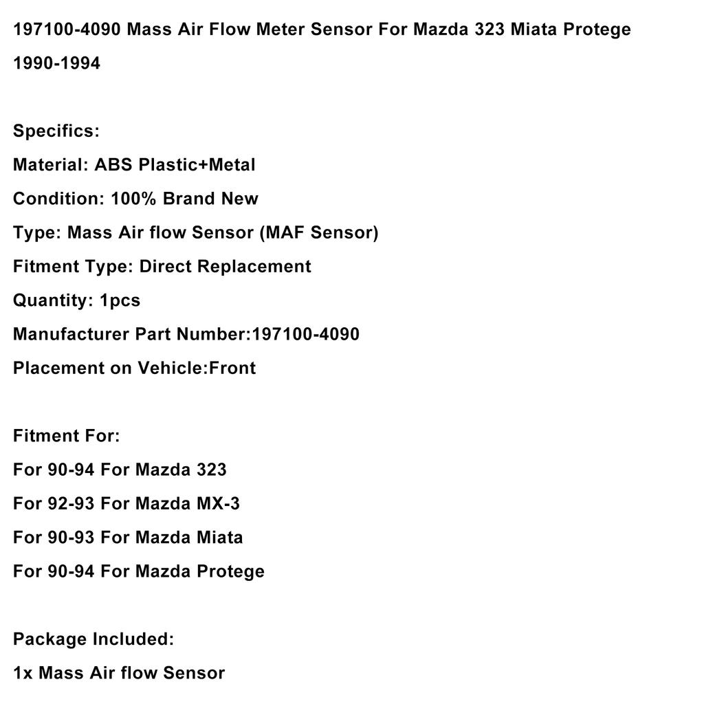 197100-4090 Mass Air Flow Meter Sensor For Mazda 323 Miata Protege 1990-1994