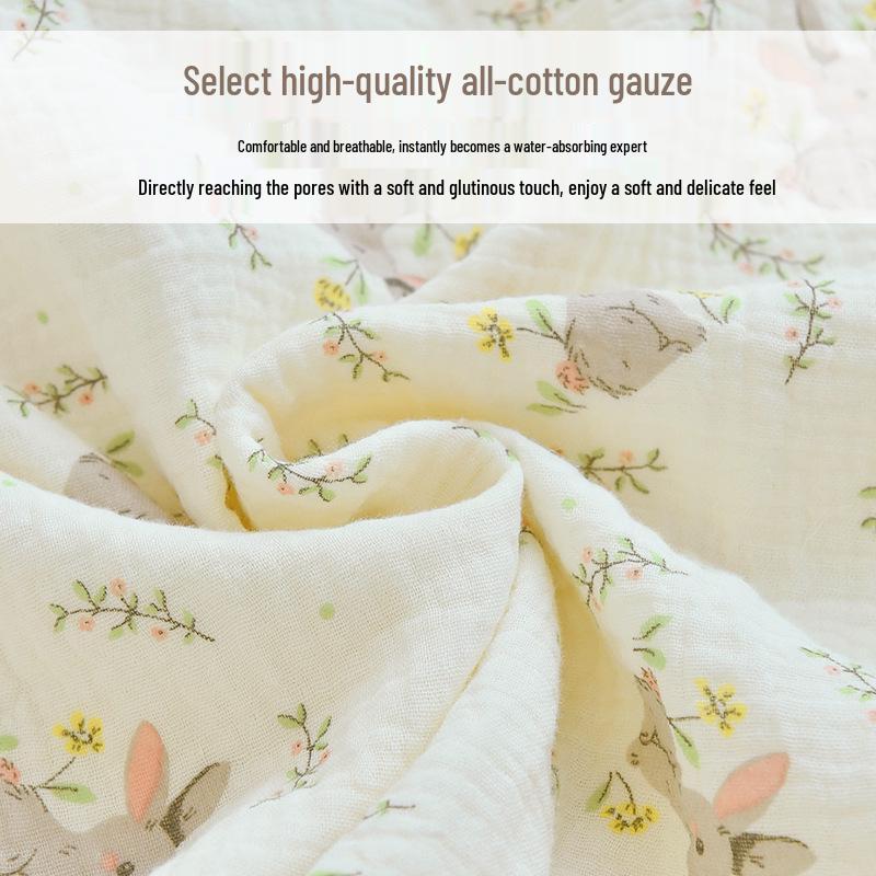 Newborn Infant Hooded Cotton Gauze Bath Towel & Swaddle Blanket