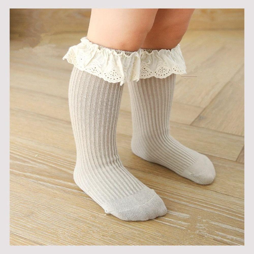 Cotton Knee High Socks Lace Stuff Ruffle Stockings Baby Dress Princess Stockings