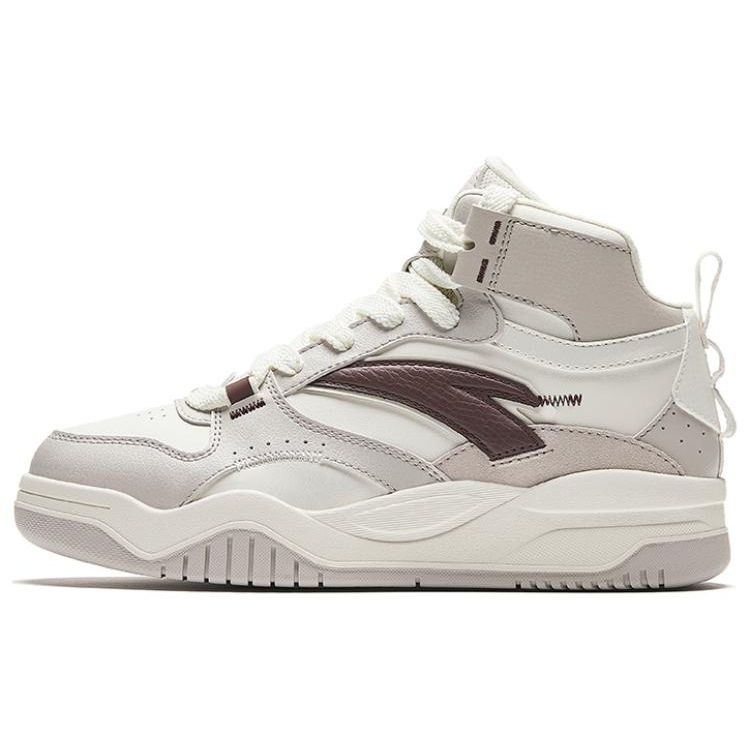 Anta Slam High Top Skateboarding Shoes Women White Grey Brown 922348088-3 36