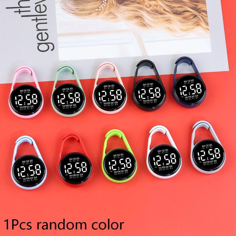 1Pcs LED Mini Electronic Watch Touch Digital Pocket Watch Night Light Hanging Watches Keychain Pendant Students Supplies