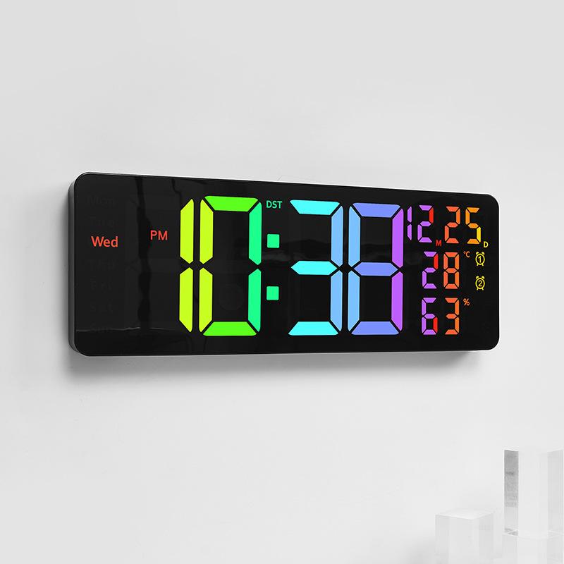 New digital alarm clock LED fantasy wall clock living room wall clock display multi-function alarm clock 6669RGB color change