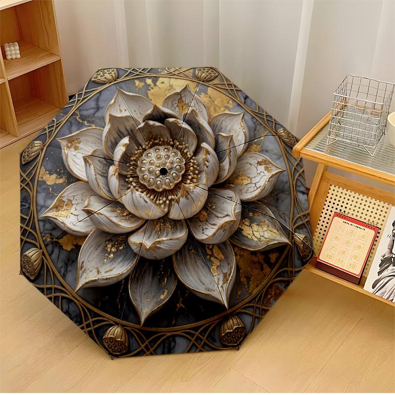 

Elegant Lady in Rose Garden Theme Automatic Umbrella Compact 8-Rib Design Sturdy Construction Durable Umbrella Stylish Accessory