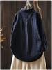 Women's Autumn Double Layer Cotton Long Sleeve Shirt - Solid Color, Casual, Slimming Design