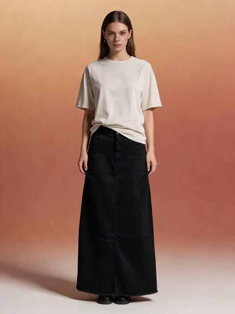 Summer Women's Loose Straight Denim Maxi Skirt - European/American Style