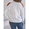 Women's Knitted Sweater Autumn/Winter Top Casual Cable-Knit Off-Shoulder Half-High Neck Long-Sleeved Pullover Women's Wear