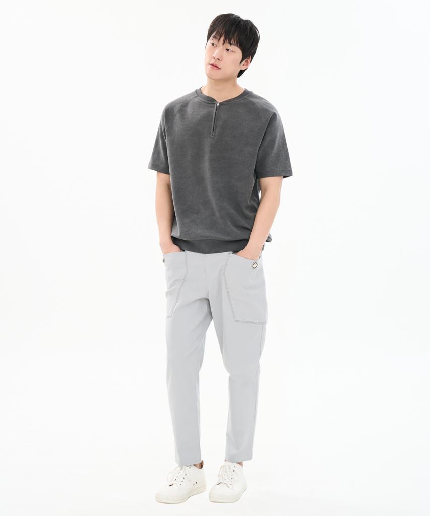 CUSTOMUS Men'S 10-Count Oxford Unique Slim Fit Elastic Waist Pants Cxs25Fwpt919 Gry