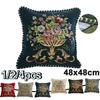 Chenille Jacquard Retro Pillowcase European Style Throw Cushion Cover 48x48cm for Bed Sofa Couch Living Room Bedroom Decorative