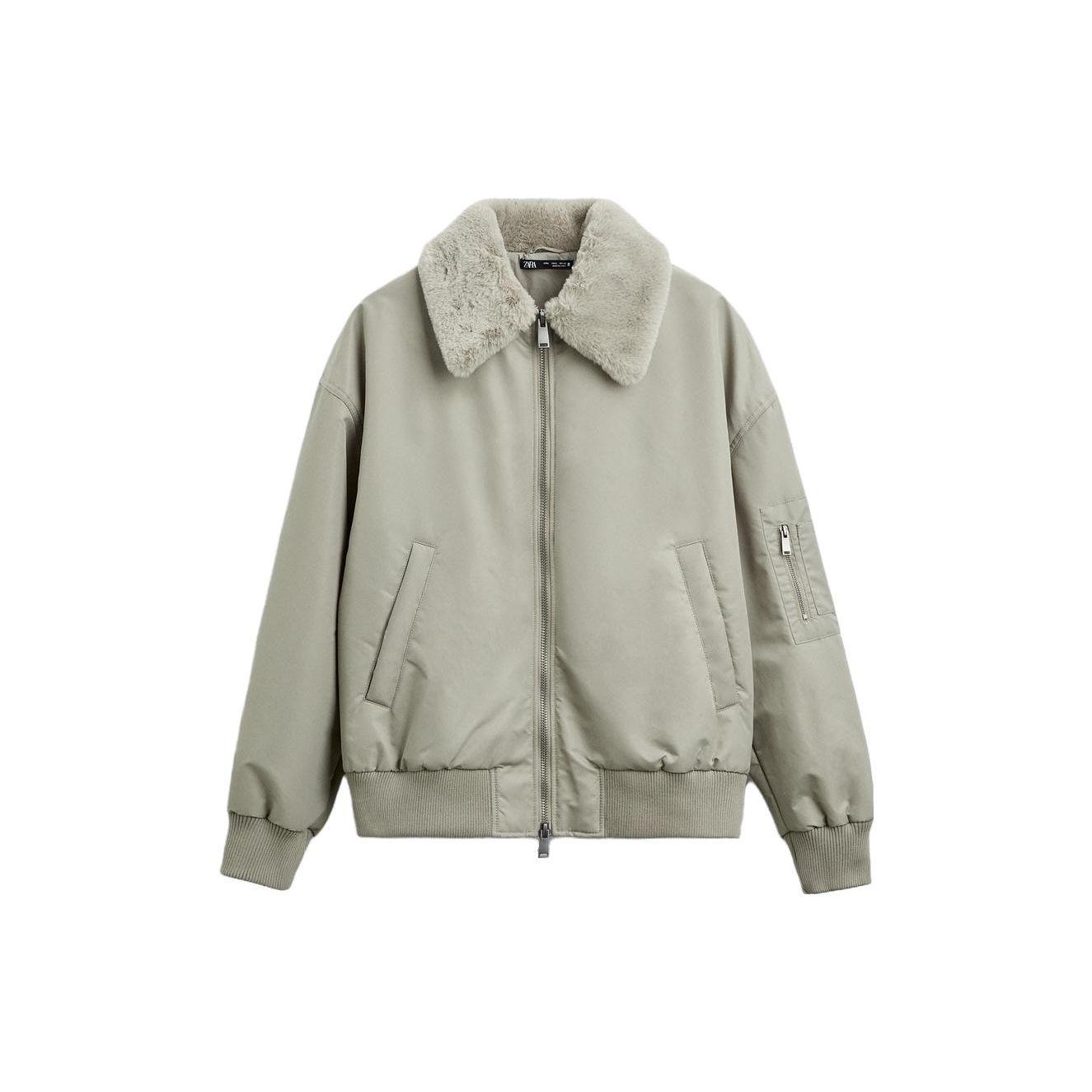 

Zara Color Block Collar Pilot Jacket Men Jackets Ice-White 08281657805-null S