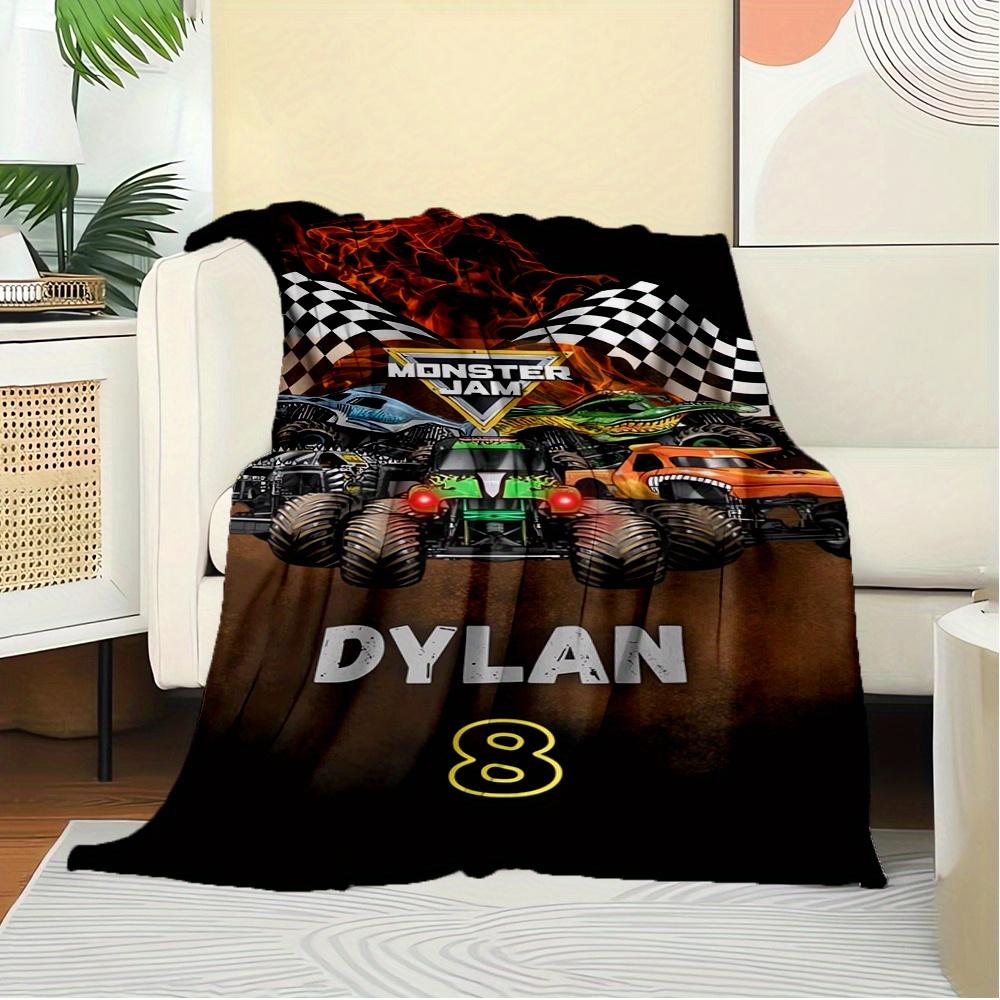 For Monster Jam,Dylan,Eight Themed Flannel Blanket, Glam Style, Digital Print, All Season Comfort, ,for Cozy Plush Flannel Cover166