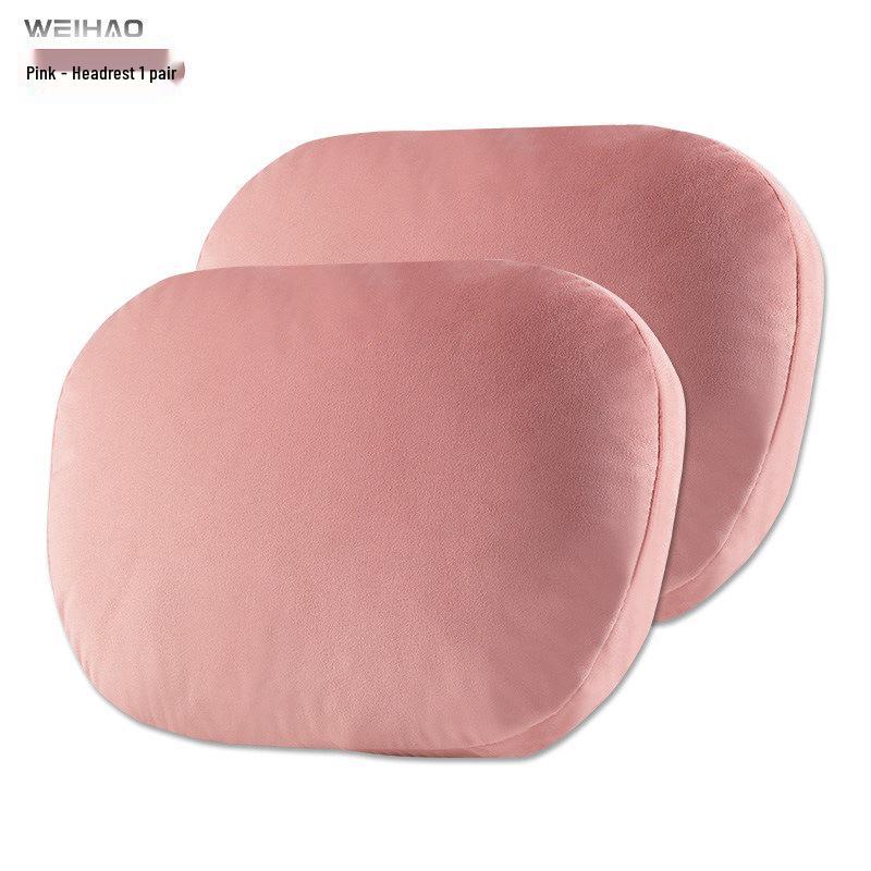 BMW Car Headrest Lumbar Pillow - Soft Pink Neck Support for Girls