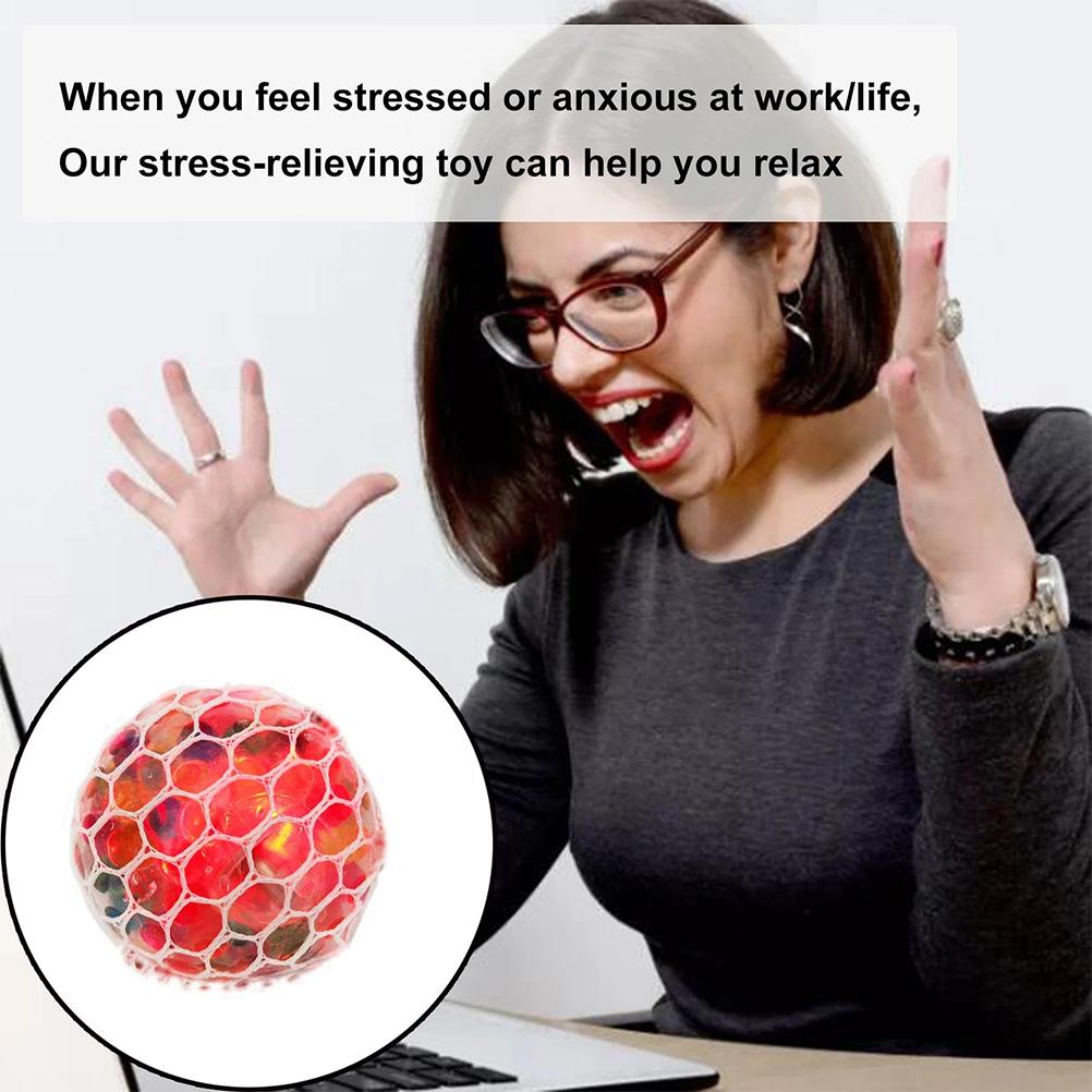 6CM Luminous Stress Balls Squeezing Grape Balls Bounce Decompression Toy Funny Soft Rubber Stress