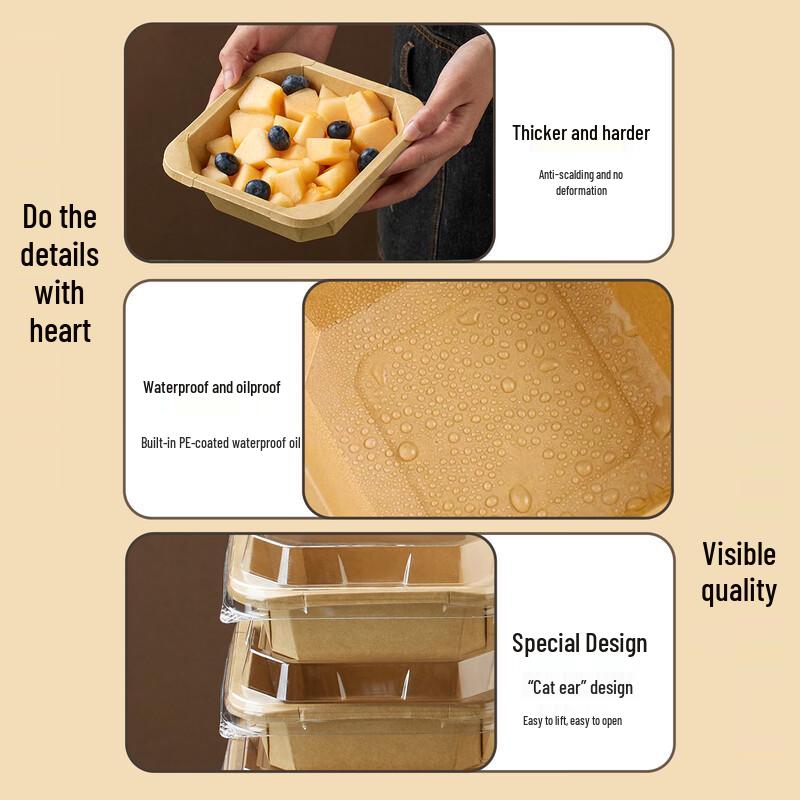 Disposable Kraft Paper Meal Prep Boxes with Lids