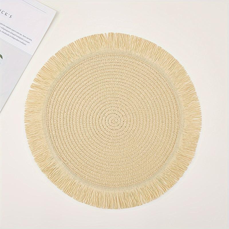 Круглые плетеные подставки под приборы в стиле бохо для обеденного стола — фото 9