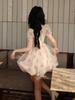 Floral Sweet Fairy Bodycon Dresses for Women Elegant Party Print French Female Korean Fashion Cute Mini Dress Summer 2024 Pink