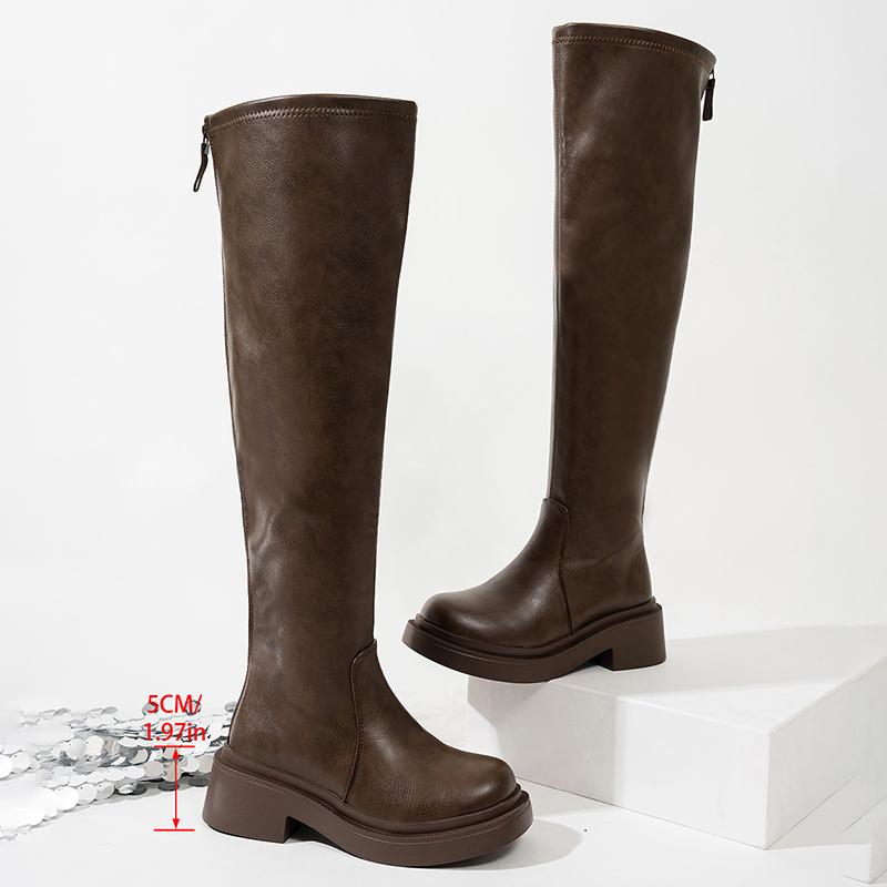 Fashion Fashion Chunky Platform Long Boots for Women 2025 Autumn Winter PU Leather Over The Knee Boots Woman Plus Size Thigh High Botas