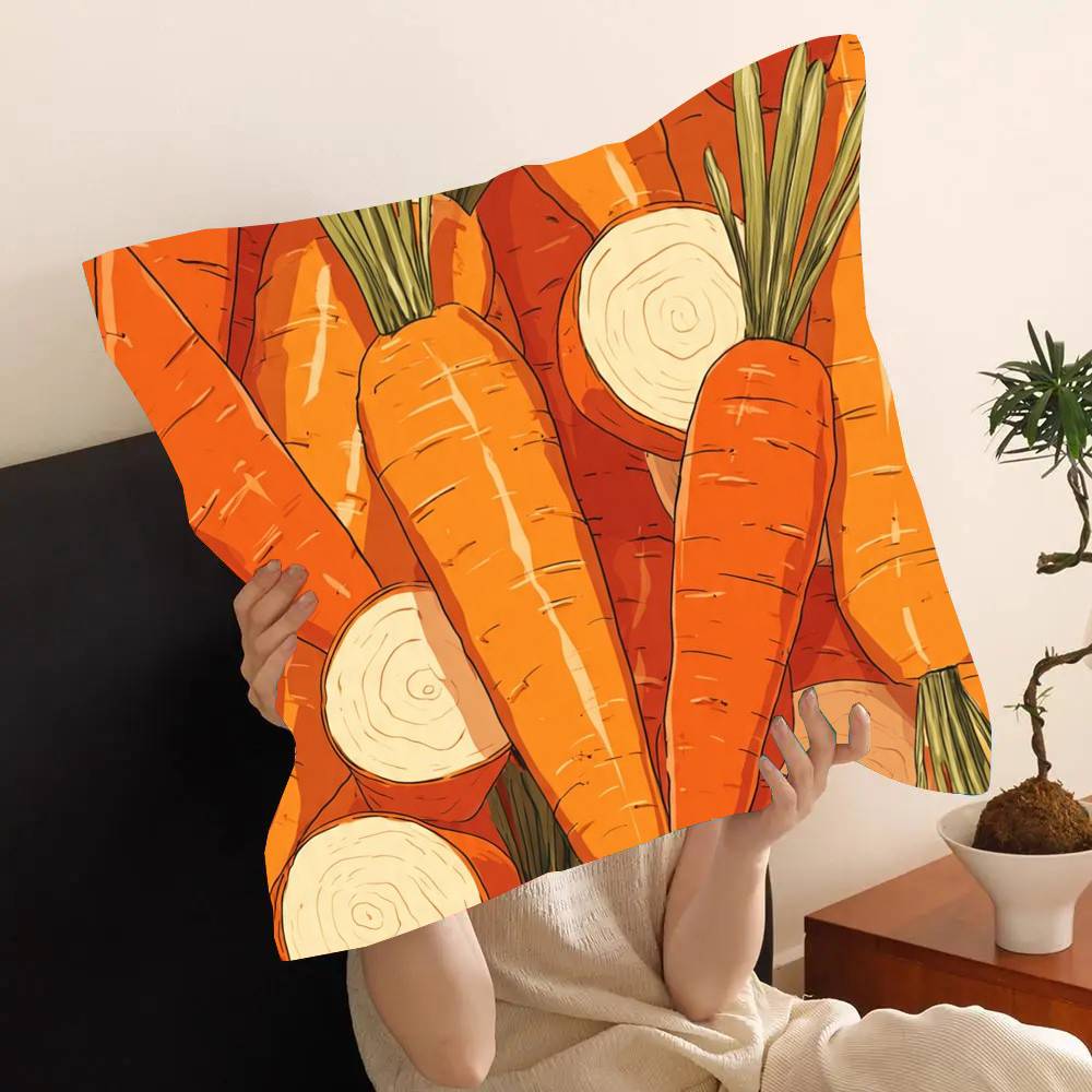 Interesting Carrot Abstraction Pillow Case Fashion Square Pillowcase Bedroom Sofa Room Ins Decoration Leisure