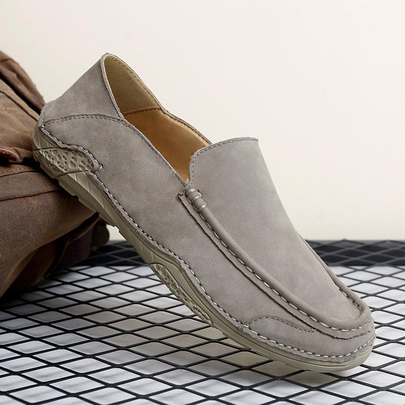 

Men s shoes new leather shoes men s spring and autumn men s lazy shoes one foot pedal Doudou shoes slip foot driving loafers men 46 хаки