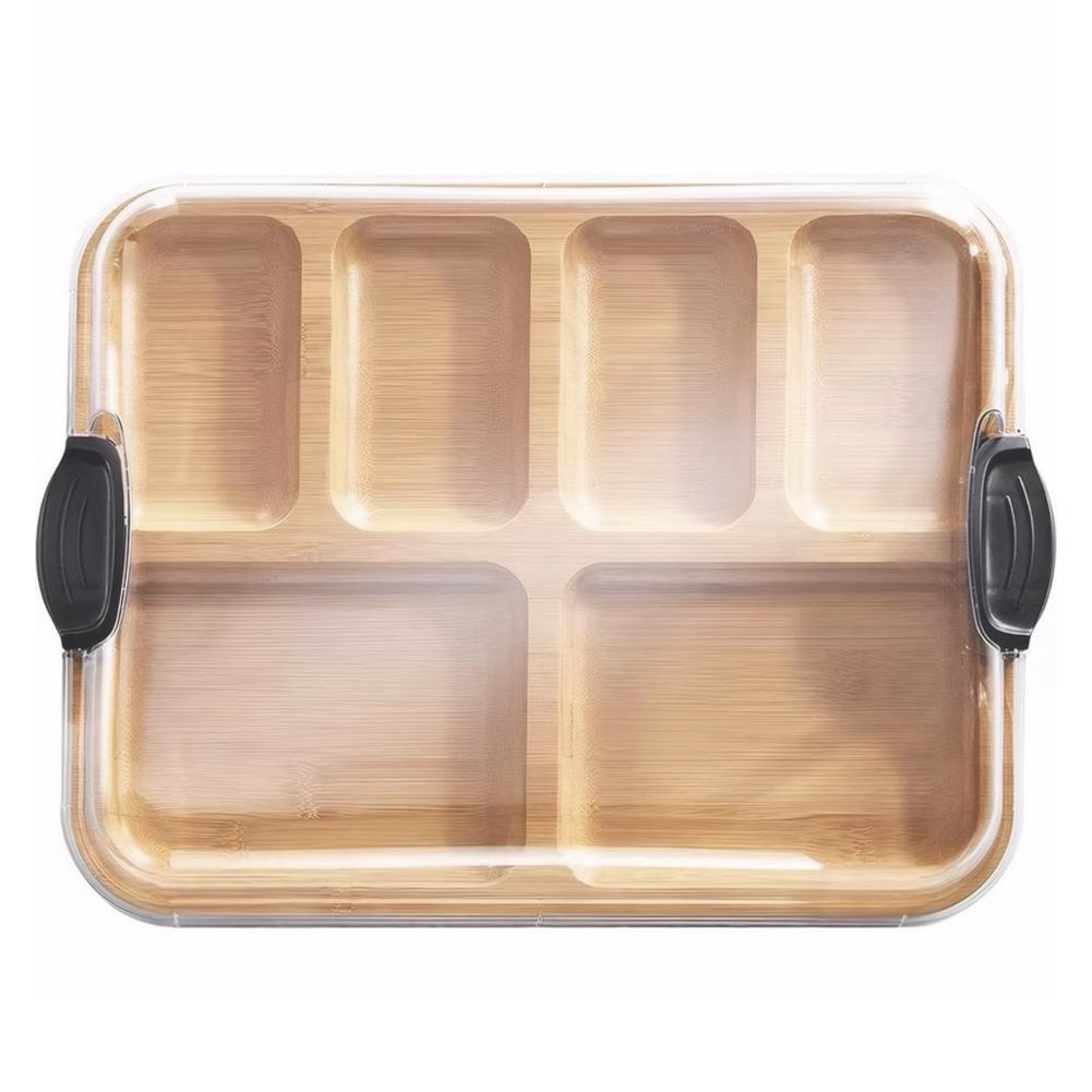 Bamboo Charcuterie Board Tray W/ Lid Cheese Platter Serving Tray Charcuterie Board for Kitchen Cooking Family Party Gift