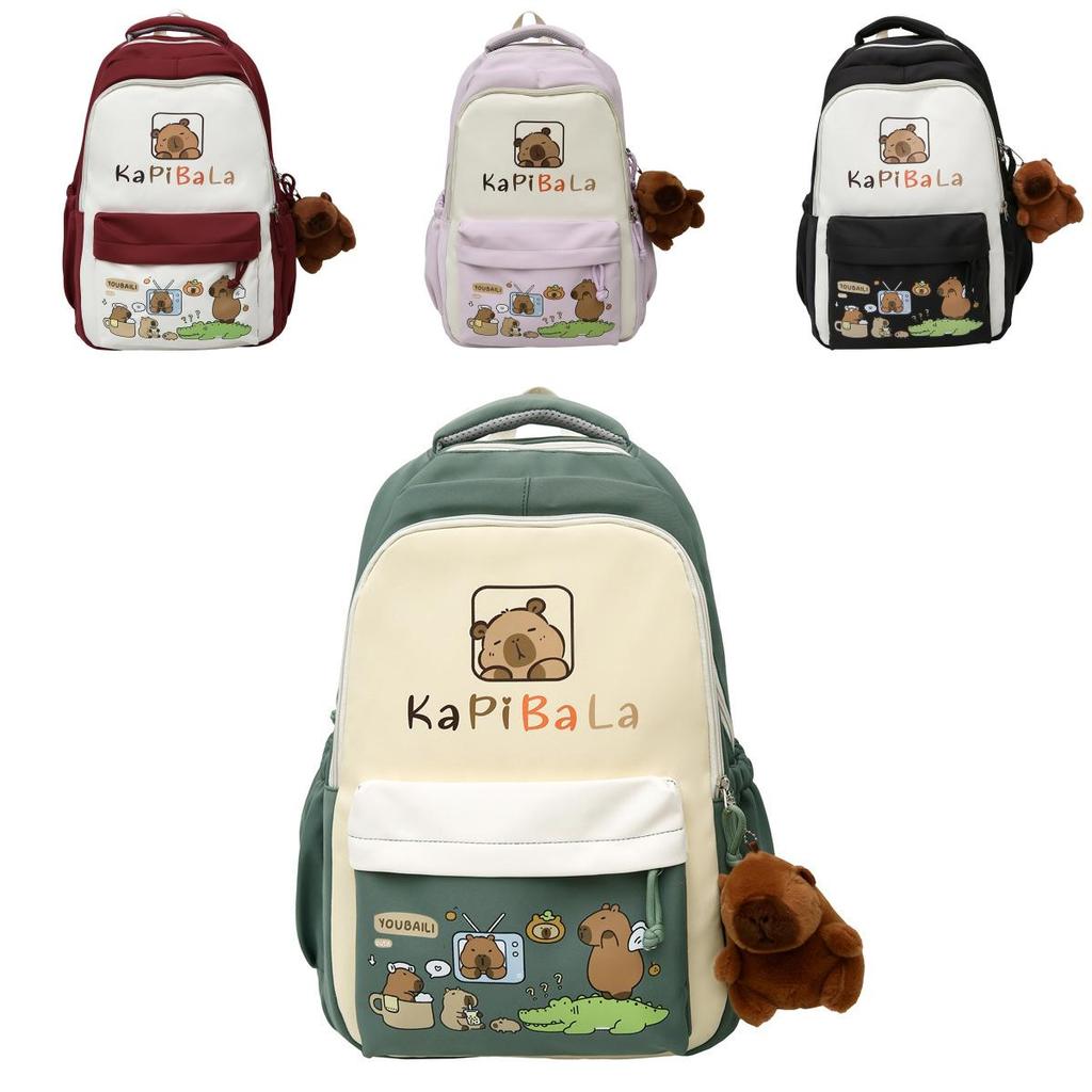 Capybara Large Capacity Nylon Backpack For Students And Daily Use