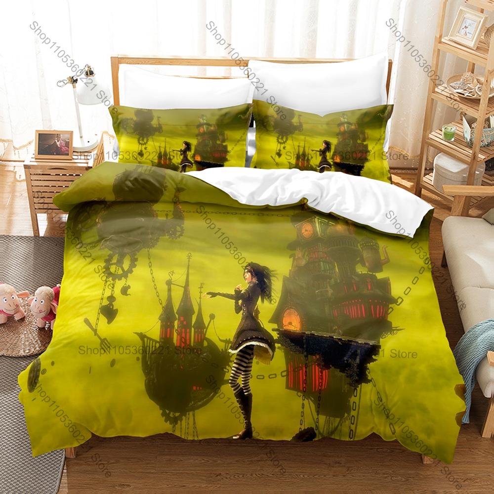 Personality Alice Madness Returns Bedding Set New Duvet Cover Pillowcase Dark Fantasy Game Theme Bed Set Single Twin Full Queen