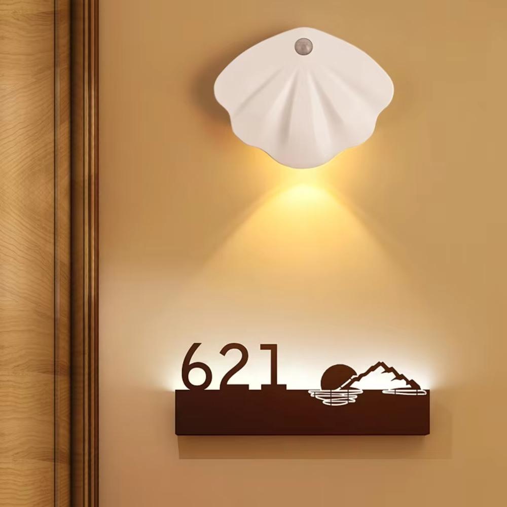 Three Colors Shell Shape Lamp USB Charging Wireless Sensor Wall Lamp  Room Decoration