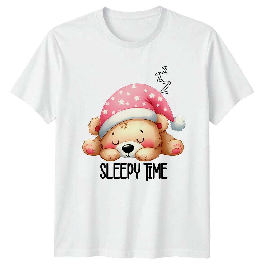 Funny Sleeping Bear With Sleepy Time Text TShirt Unisex T-Shirt XL