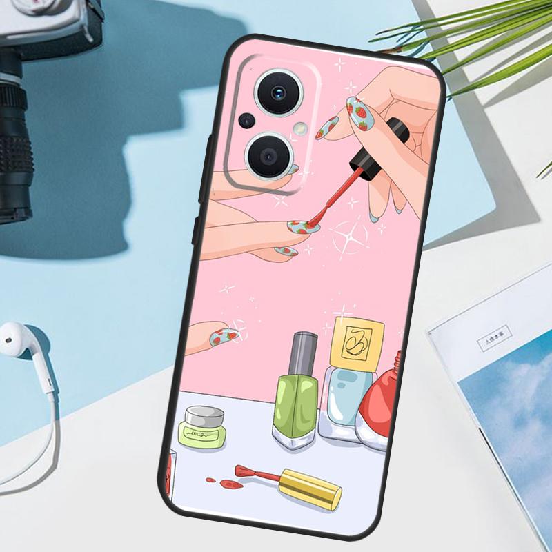 Nail Polish Case For OPPO Reno 13F 13 12 11 F 8T 7 8 10 Pro OPPO Find X8 X6 Pro X3 X5 Lite Cover Funda