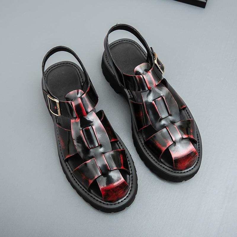 Fashion New Men Beach Sandals for Summer Black Red Thick-soled Anti-slip Lightweight Comfortable Fashionable Brand Sandals Size 38-46
