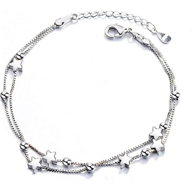 kelistom 925 Sterling Silver Bracelets for Women Teens, Love Heart Charm Chain Bracelet Bangle Fashion Jewelry Gifts