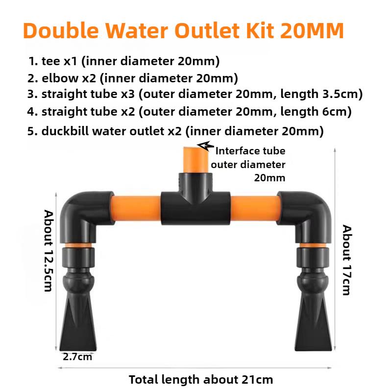 PVC Aquarium Tank Pump Duckbill Water Output Double Headed Universal Fish Tank Sprinkler Garden Irrigation Water Pipe Connectors