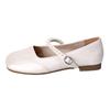 French Pearl One-word Buckle Shallow Mouth Small Single Shoes Women's 2025 Summer with Skirt Soft-soled Mary Jane Shoes Small Leather Shoes