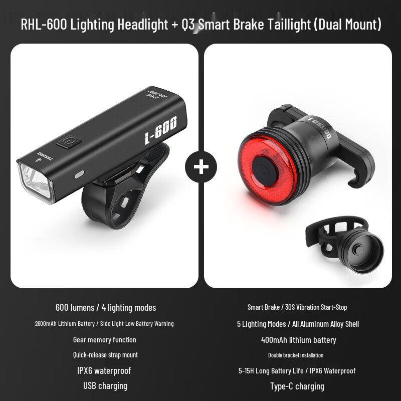 TOSUOD Bicycle Front & Tail Light Set